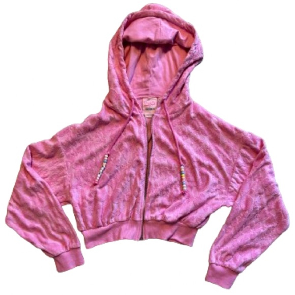 Barbie™ Pink Floral Cropped Zip-Up Hoodie - Picture 9 of 14